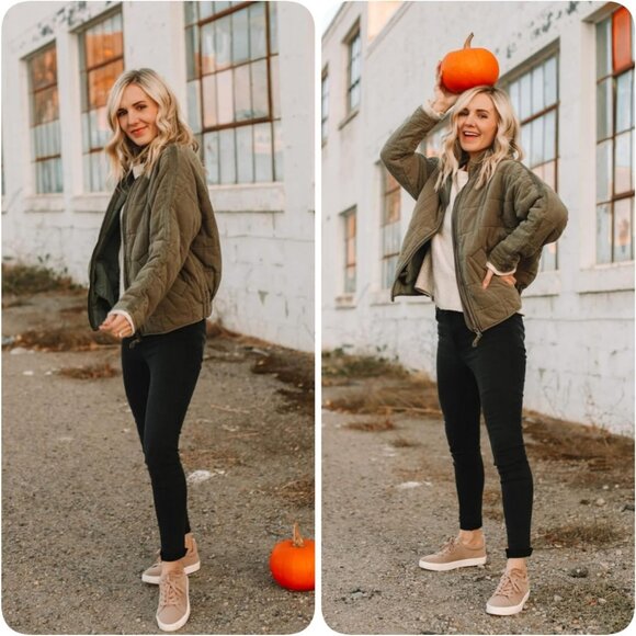 Womens Dolman Quilted Lightweight Jackets Full-zip Stand Collar Loose Warm Winte - Picture 5 of 6